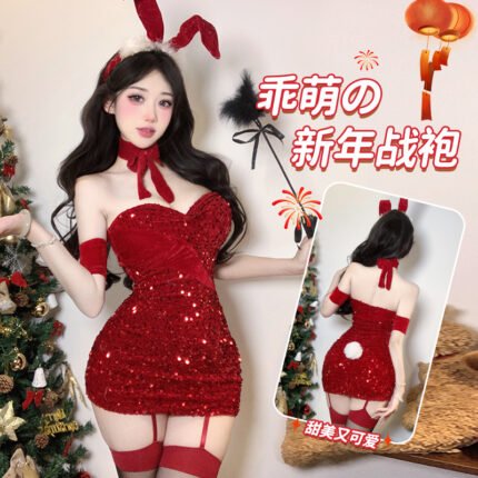 新年圣诞兔尾包臀裙