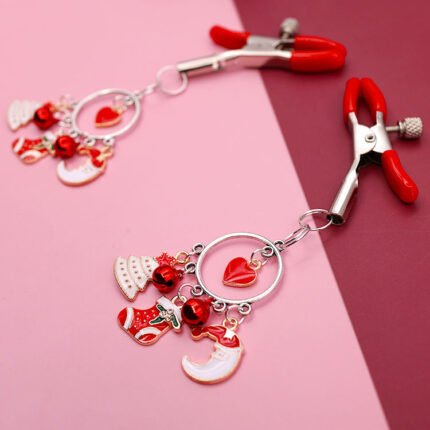 爱心圣诞节铃铛乳饰贴情趣用具乳夹胸夹调教惩罚咪咪乳头